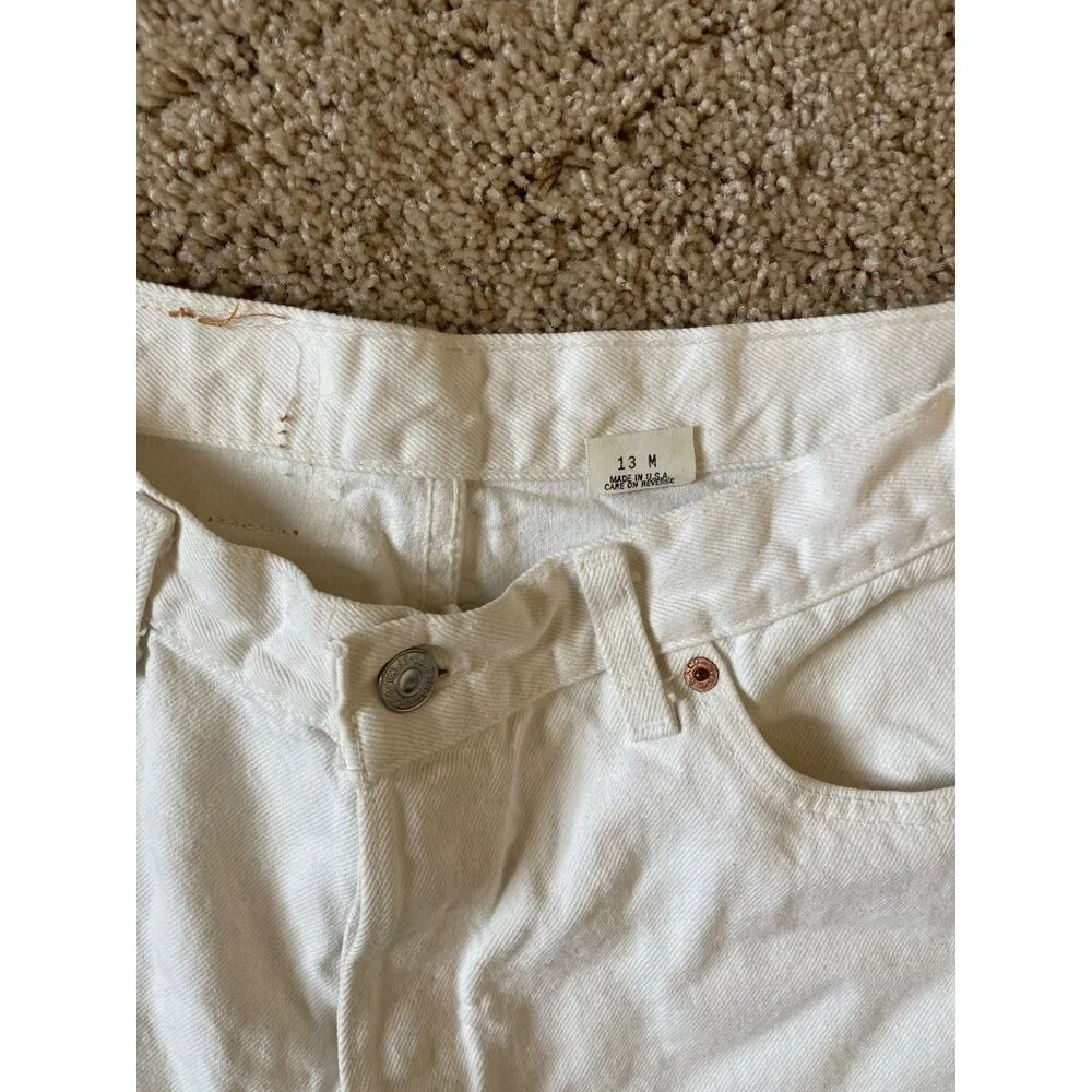 Levi's Women's Size 13 Straight Leg White Mid Rise 100% Cotton Denim White Jeans
